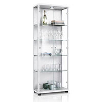 GLASVITRINE 33/67/176 cm mit LED & 4 höhenverstellbaren Glasböden - Transparent/Silberfarben, Glas/Holzwerkstoff (67/176/33cm) - K-Möbel