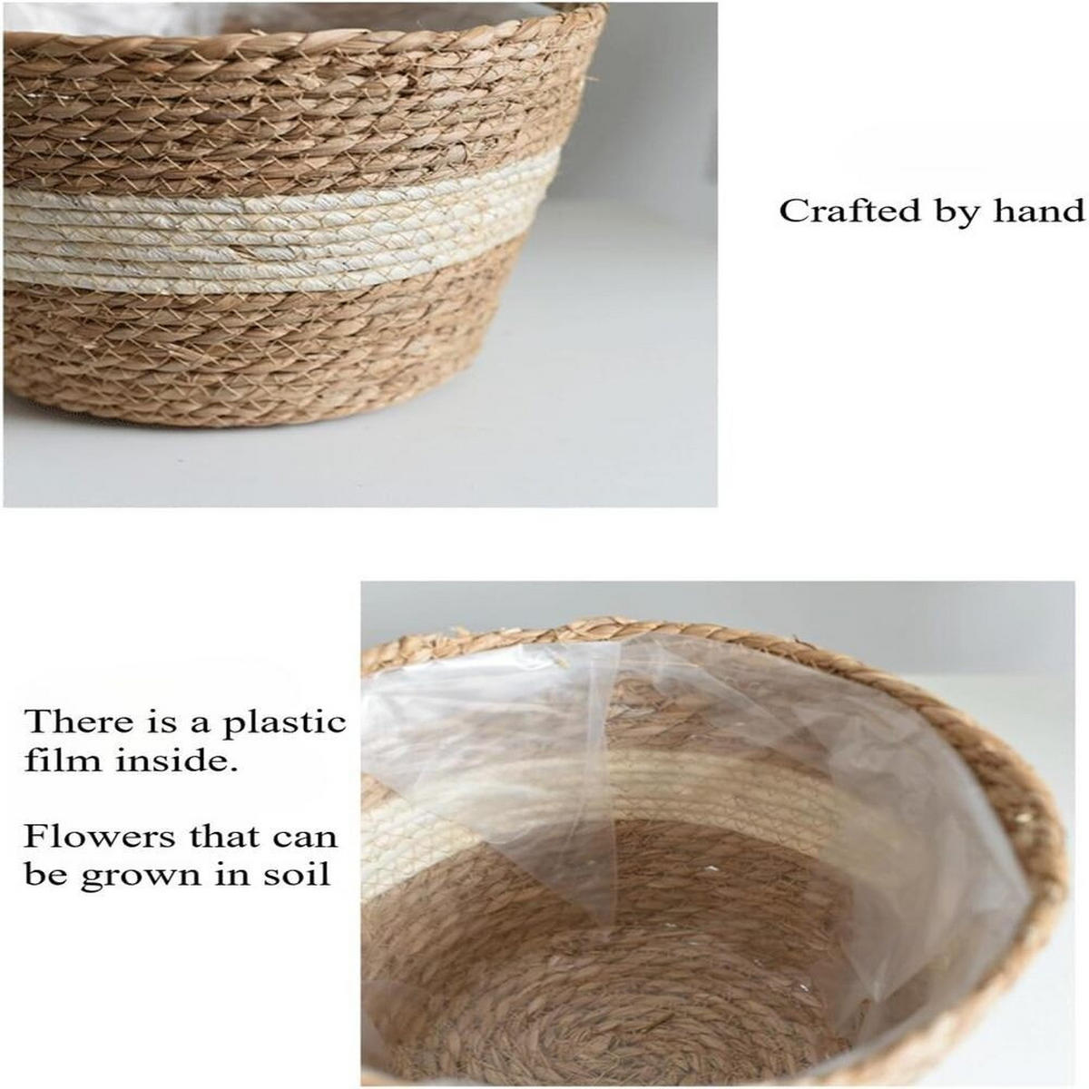 BLUMENTOPF, Geflochtenes Rattan, 19 × 13 cm, 2 Stück - Braun, Naturmaterialien (19/13cm) - Weltevree