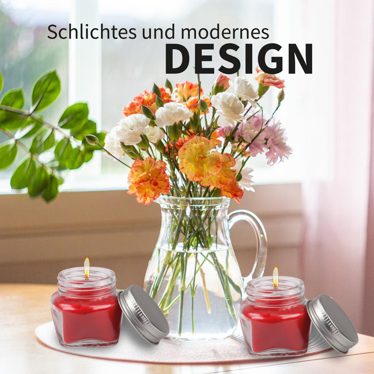 DUFTKERZE im Glas "Donut Himbeere" mit Deckel, 2er Pack mit je ca. 7 Std. Brenndauer, Ø6cm, Raumduft als Geschenk und Dekoration - Rosa, Glas (6/5cm) - HS Candle
