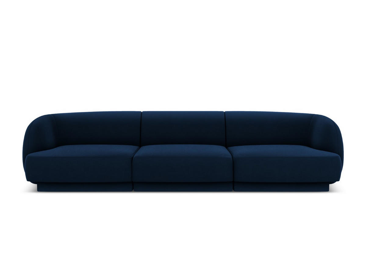 SOFA Miley aus Samt königsblau 3 Sitzplätze - Blau, Textil (90/70/255cm) - Micadoni