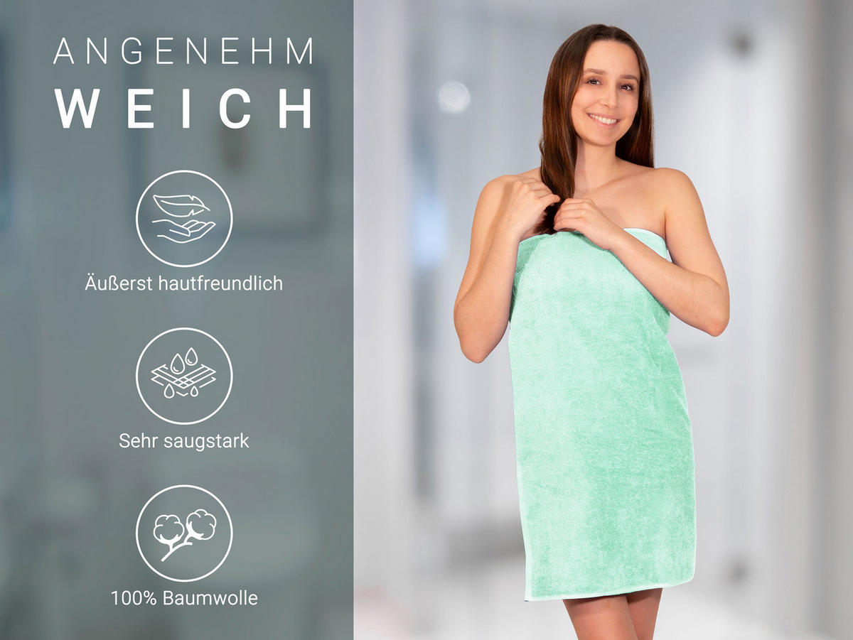 DUSCHTÜCHER, 3er-Set, 70x140 cm, 100% Baumwolle, Blau - Grün, Textil (70/140cm) - Zollner