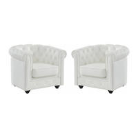 LEDERSESSEL 2er-Set - Büffelleder - Weiß - CHESTERFIELD - Weiß, Leder (82/72/78cm) - Vente-Unique