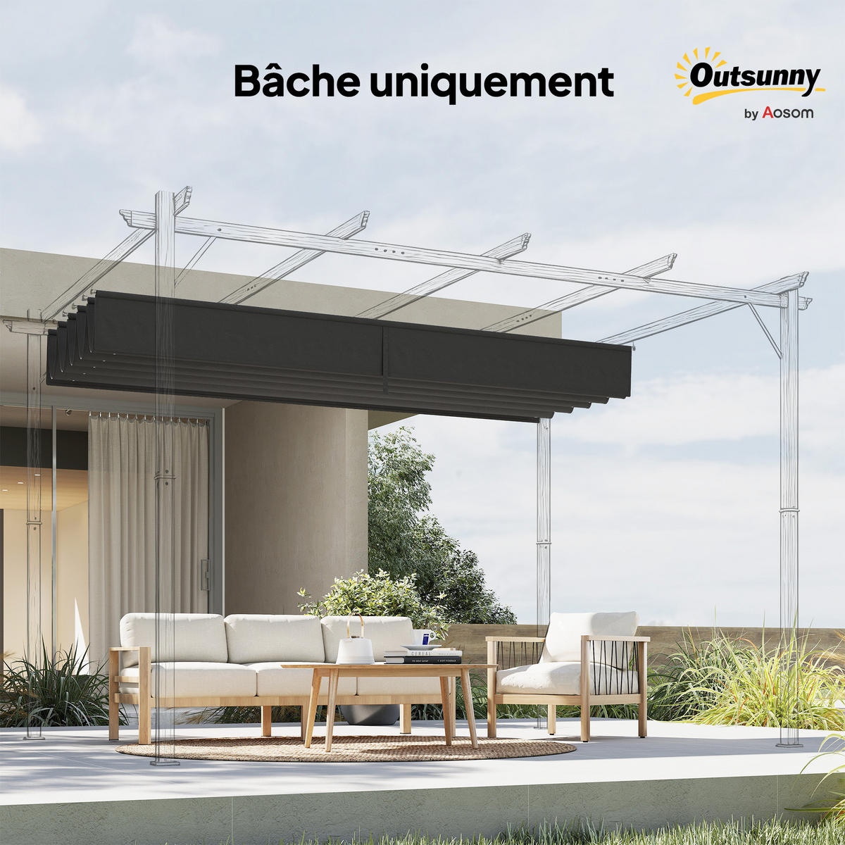 DACH für Pergola DE-12580 250/255 cm Dunkelgrau - Dunkelgrau, Textil (255/6/250cm) - ComfortXL