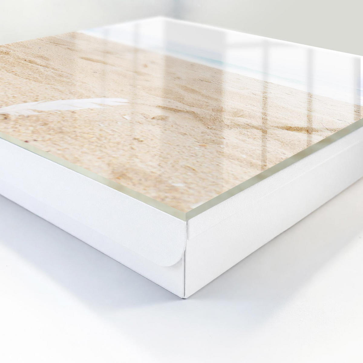 SCHLÜSSELBOX Weiß 30x30 cm – Türöffnung nach rechts - Strandentspannung - Beige, Metall (30/30/5cm) - TULUP