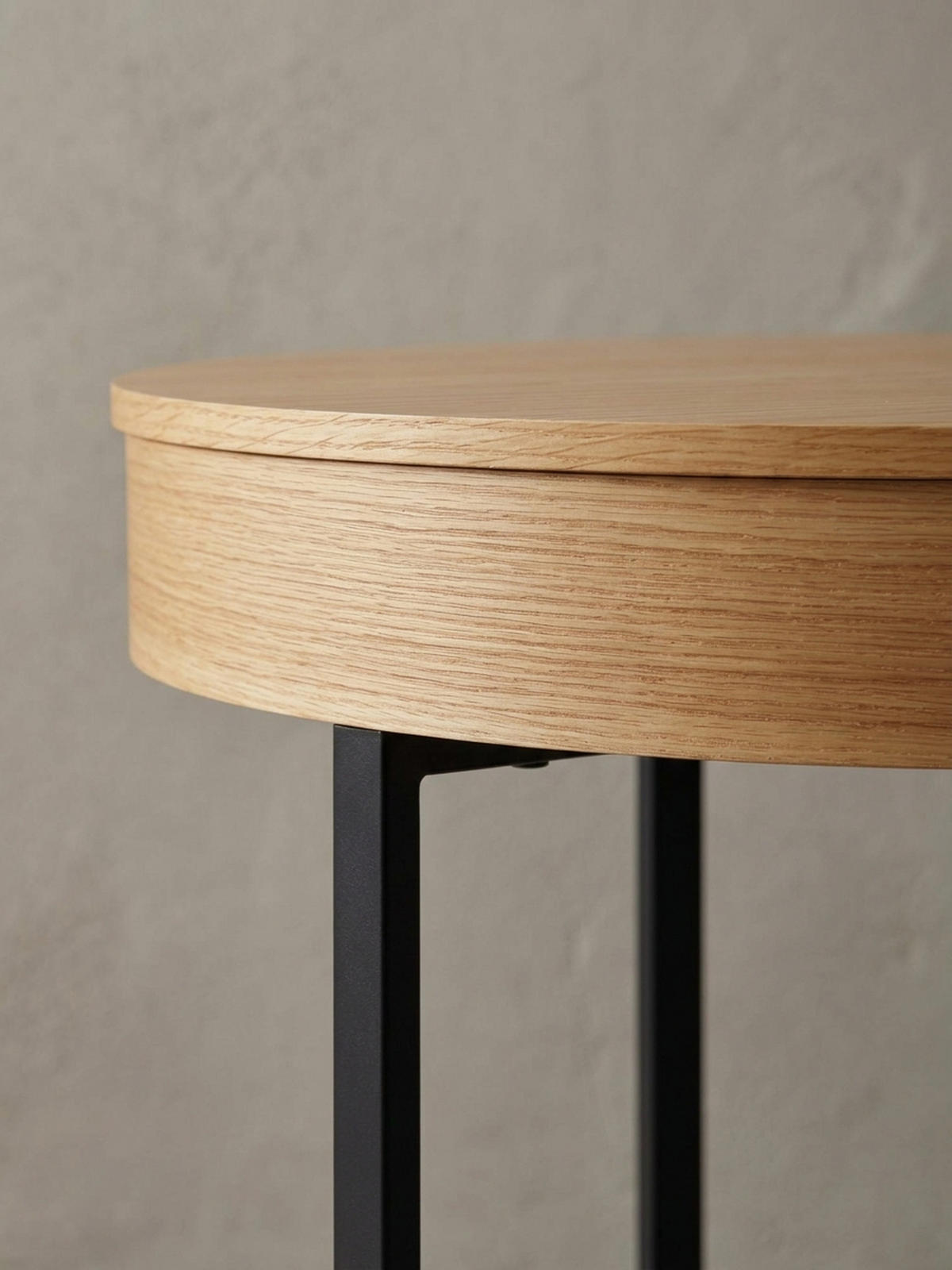 COUCHTISCH in Holzoptik mit Metallbeinen, Rund, Stauraumfunktion, Maße 69x49x69 cm - Schwarz/Braun, Holz/Metall (69/69/49cm) - KADIMA DESIGN