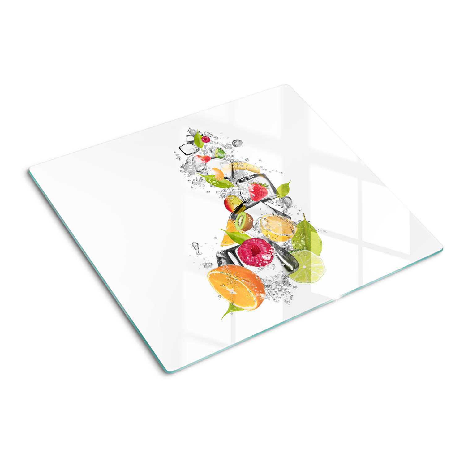 GLASPLATTE 60x52 cm Früchte mit Eis - Multicolor, Glas (60/0.4/52cm) - TULUP