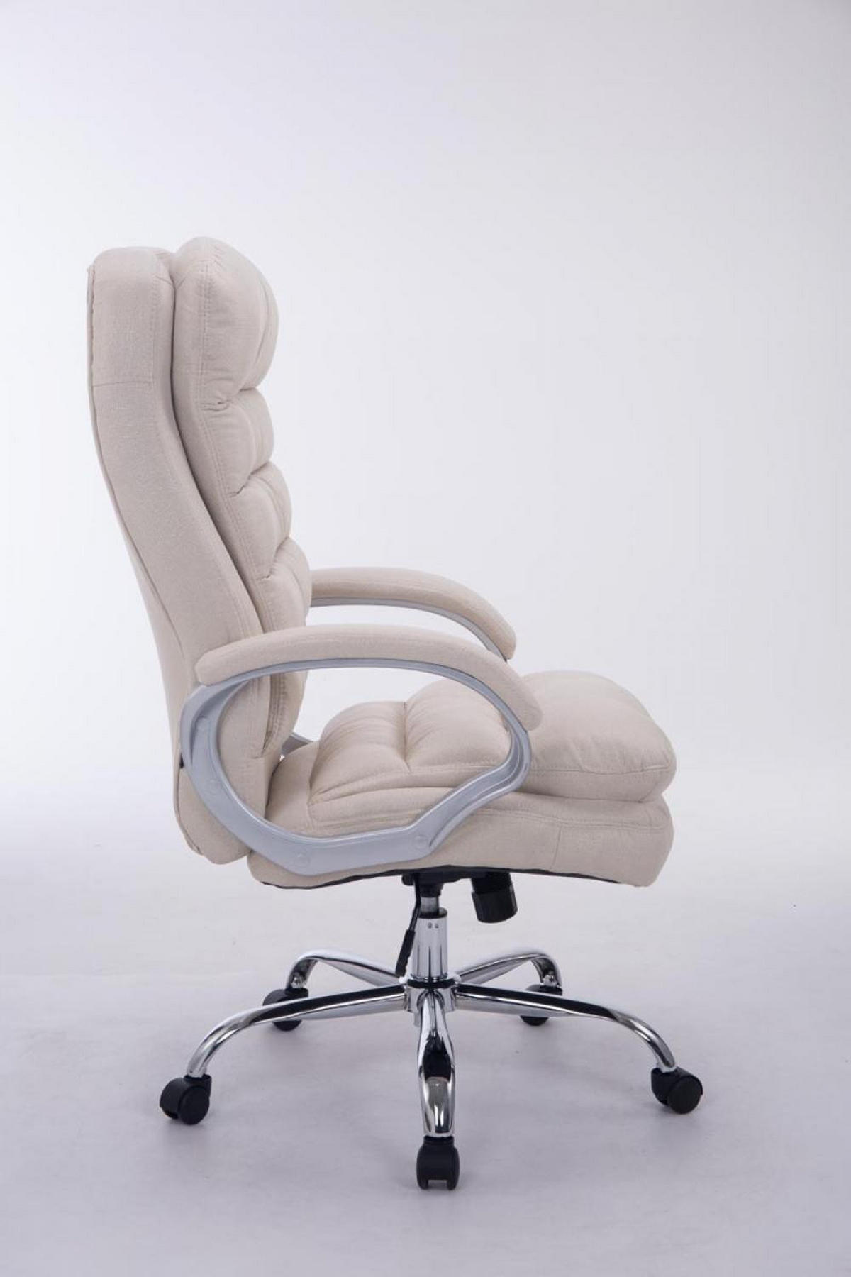 CHEFSESSEL Stoff creme - Chromfarben/Creme, Textil/Metall (68/116/77cm) - CLP
