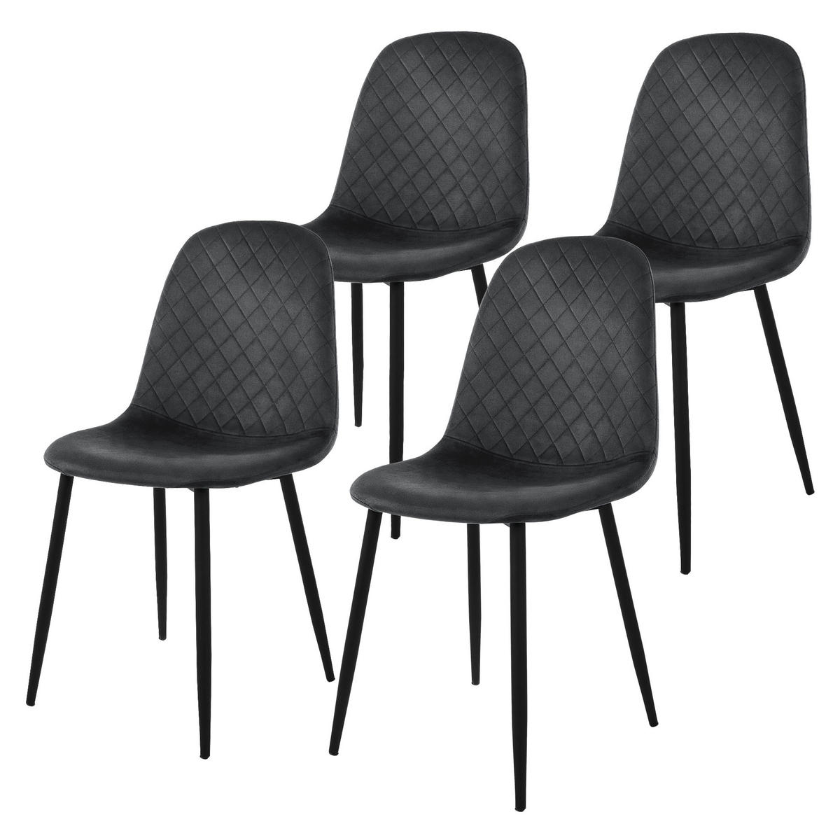 JÍDELNÍ ŽIDLE, sada 4 ks, antracitový samet - černá/antracitová, kov/textil (51/89/44cm) - ML-DESIGN