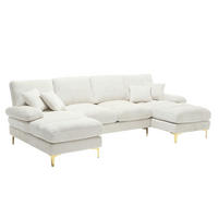 WOHNLANDSCHAFT U-Form 272/136/88 cm in Beige aus Chenille mit 2 Liegeflächen - Beige, Textil (136/88/272cm) - Flora Grace