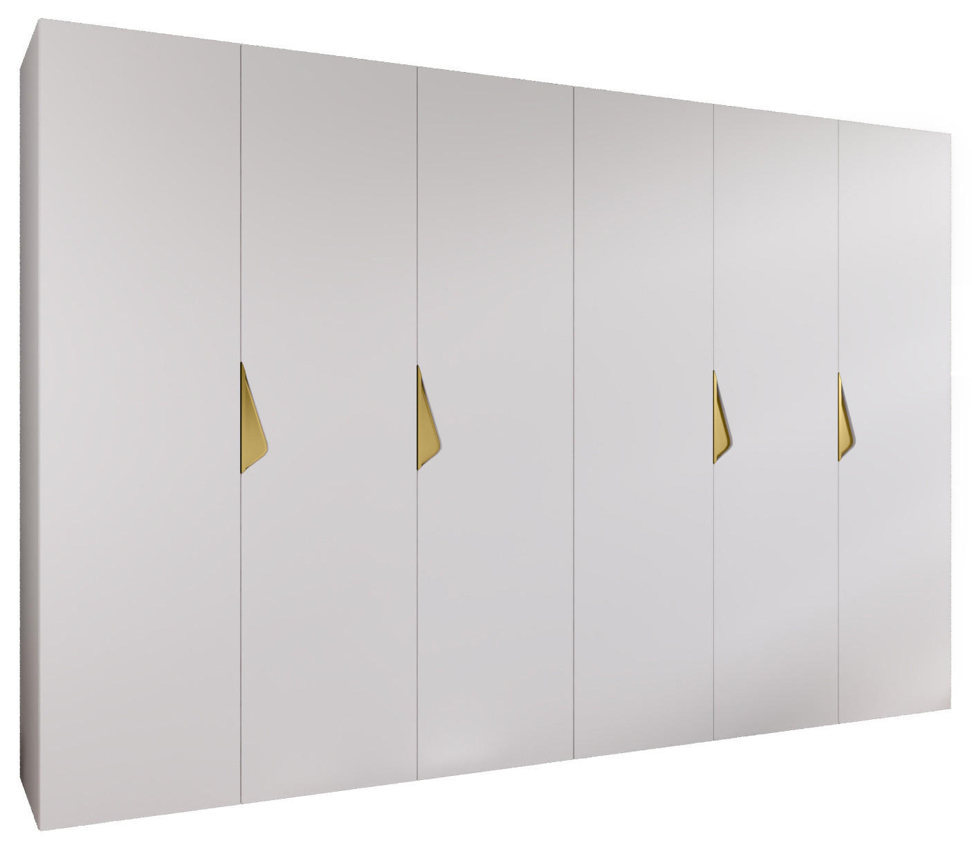 DREHTÜRENSCHRANK 202/300/52 6-türig - Goldfarben/Weiß, Holz/Metall (300/202/52cm) - Abiks Möbel