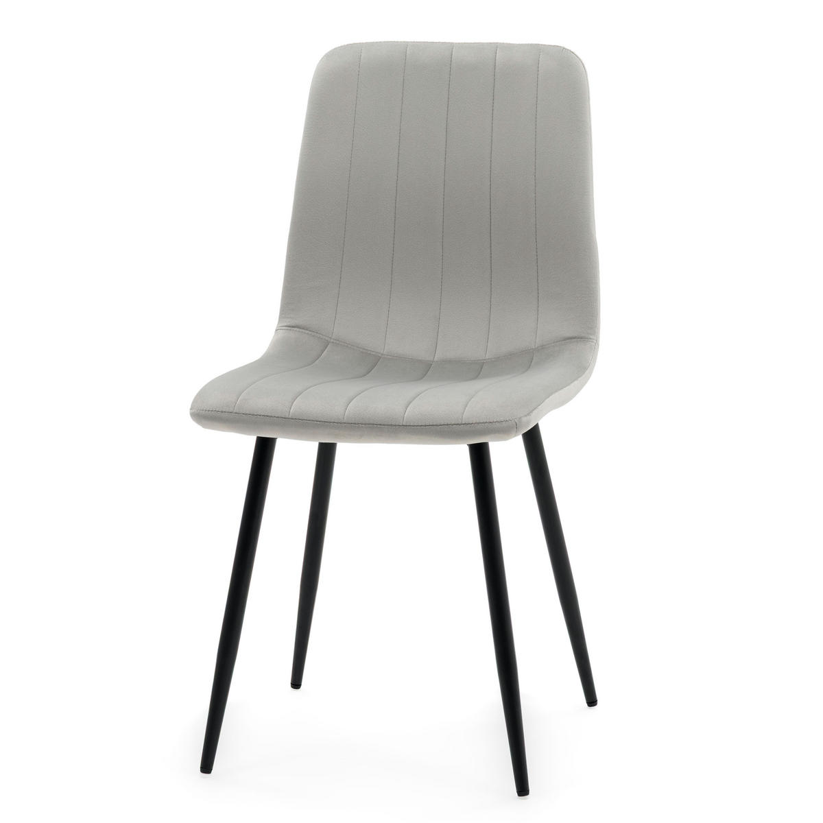 STUHL GELA gepolstert mit Steppung - hellgrau - Samt Velours - Hellgrau/Schwarz, Textil/Metall (45/89/53cm) - NEW HOME