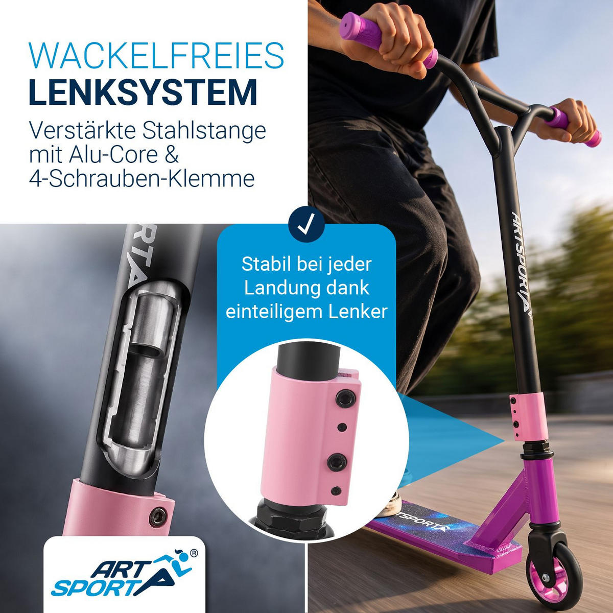 STUNTSCOOTER Galactic Cruiser - Rosa, Metall (66/47/84cm) - Artsport