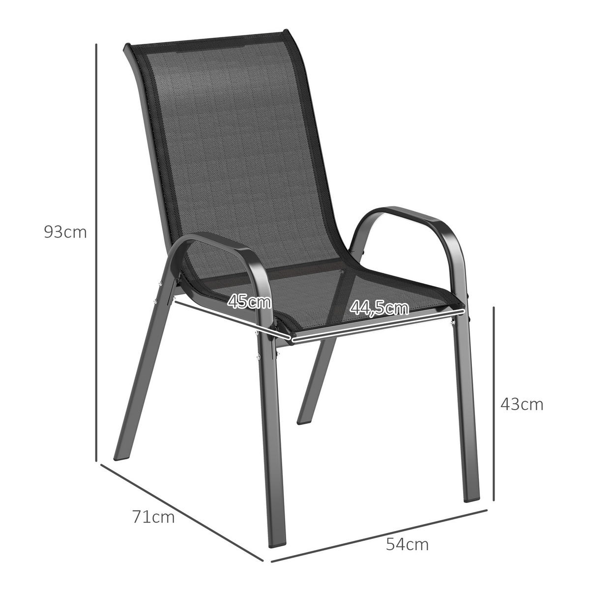 GARTENSTÜHLE 2er-Set DE-13335 hohe Rückenlehne Schwarz - Schwarz, Metall (54/93/71cm) - ComfortXL