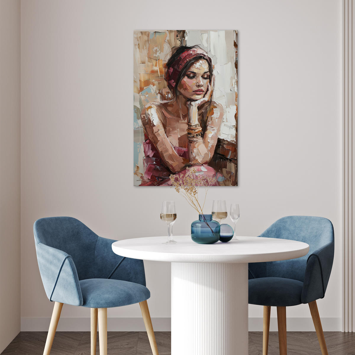 POSTER Frau - Lackierung - Porträt - Modern 40x60 cm - Altrosa, Papier (40/60/0.1cm) - MuchoWow