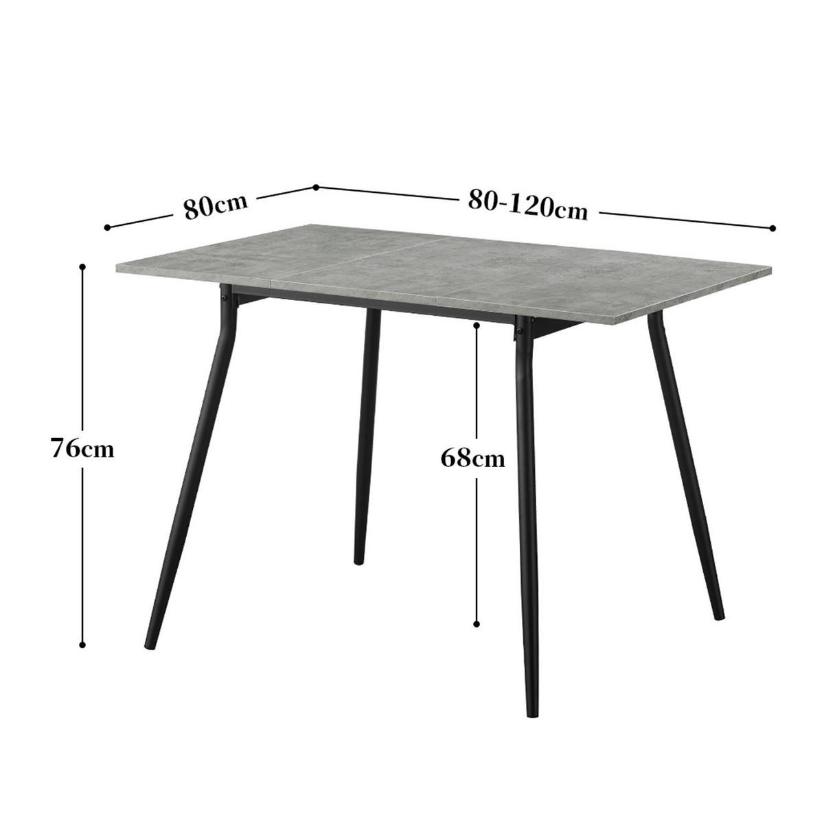 ESSTISCH JONTE 80-120/80/76 cm - Schwarz/Eiche Artisan, Holzwerkstoff/Metall (80/80/76cm) - B&D Home