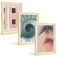 BILDER SET 3er Set - 40x60 cm Goldrahmen - Pastellfarbene Spiralarchitektur - Goldfarben, Kunststoff (40/60cm) - TULUP