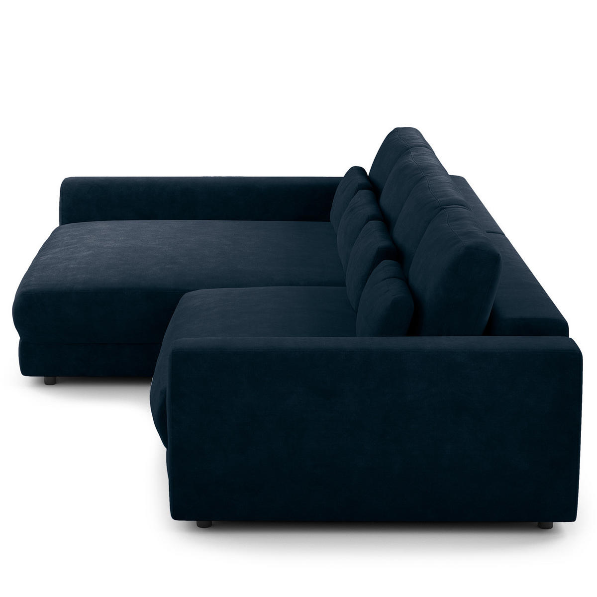 ECKSOFA mit XXL-Longchair - Blau/Schwarz, Kunststoff/Textil (323/182cm) - home24