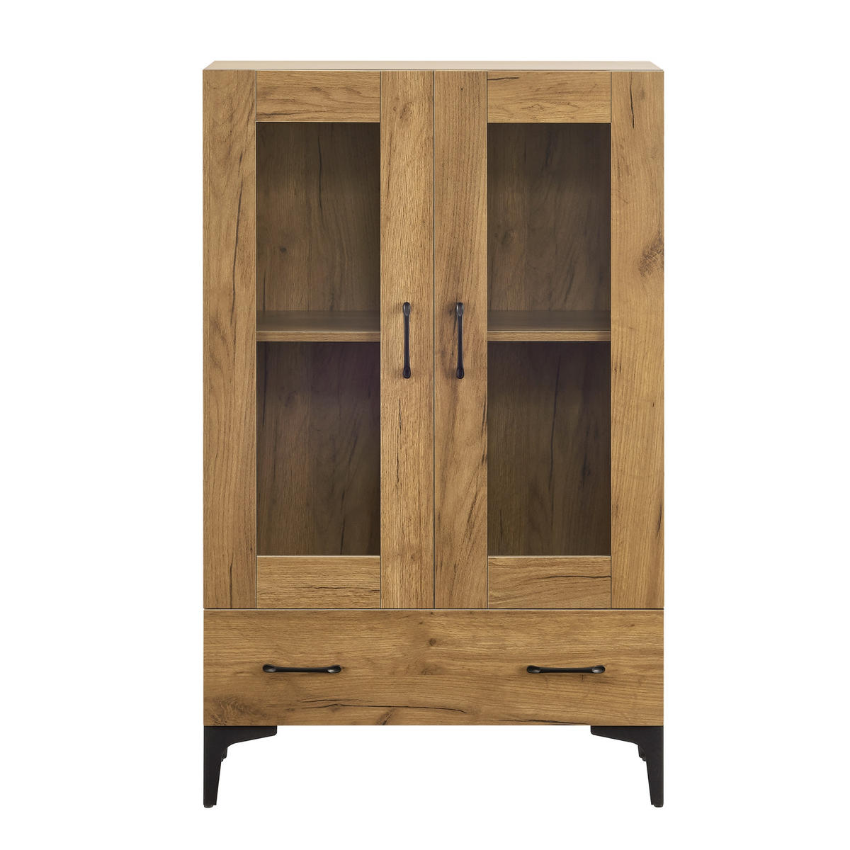VITRINE Søndersø - Eichefarben, Glas/Holzwerkstoff (70/115/31cm) - [en.casa]