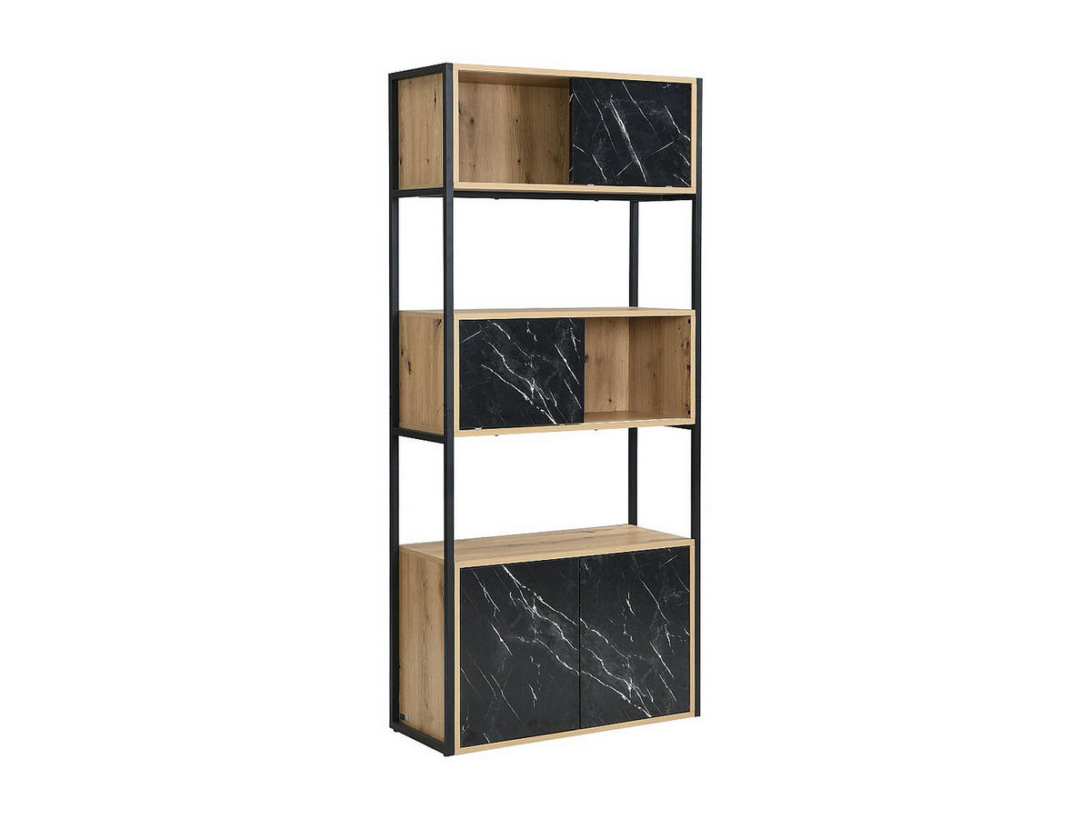 BÜCHERREGAL - 80 cm x 34 cm - holz - schwarz, naturfarben hell Yelania - Schwarz/Naturfarben, Holz (80/180/34cm) - Vente-Unique