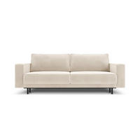 AUSKLAPPBARES-SOFA mit Bettkasten Caro aus Samt leichtes beige 3 Sitzplätze - Beige, Textil (97/93/236cm) - Micadoni