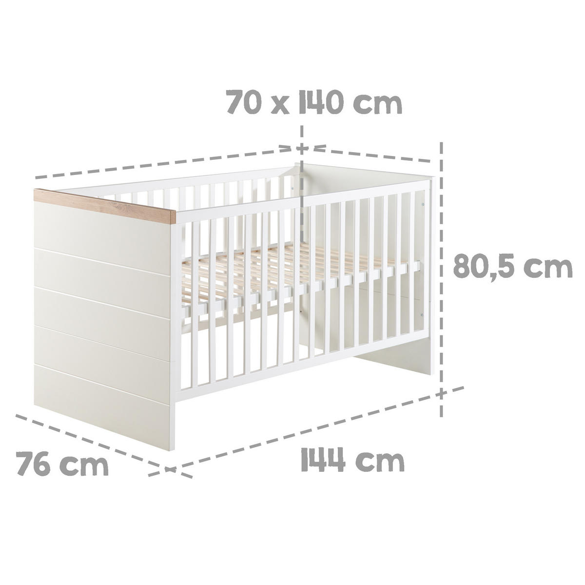 BABYZIMMER-SET Nele, 2-teilig - Weiß, Holzwerkstoff (76/80.5/144cm) - Roba