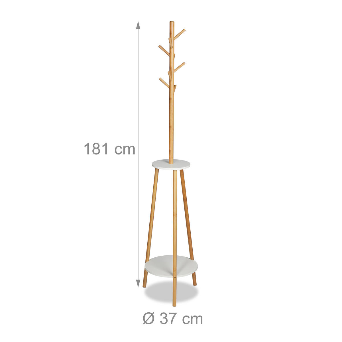 GARDEROBENSTÄNDER - Hellbraun, Holz/Holzwerkstoff (37/181/37cm) - Relaxdays
