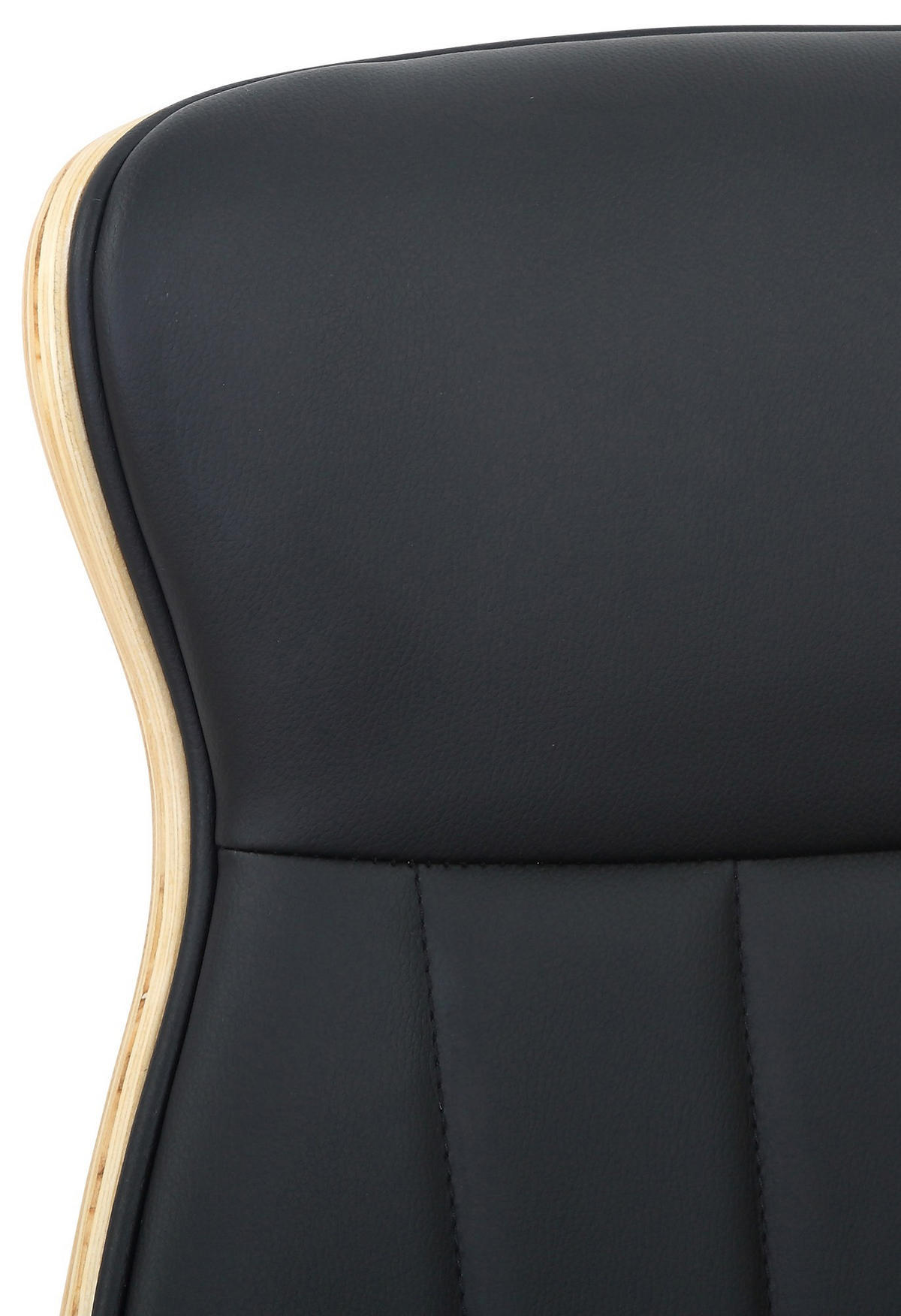DREHSTUHL Lederlook Natura/Schwarz - Chromfarben/Eukalyptusholzfarben, Textil/Metall (63/100/68cm) - CLP