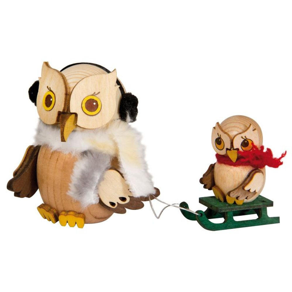 DEKOFIGUR Holzfigur Minieule Schlittenfahrt mit Kind 7cm - Multicolor, Holz (5/7/5cm)