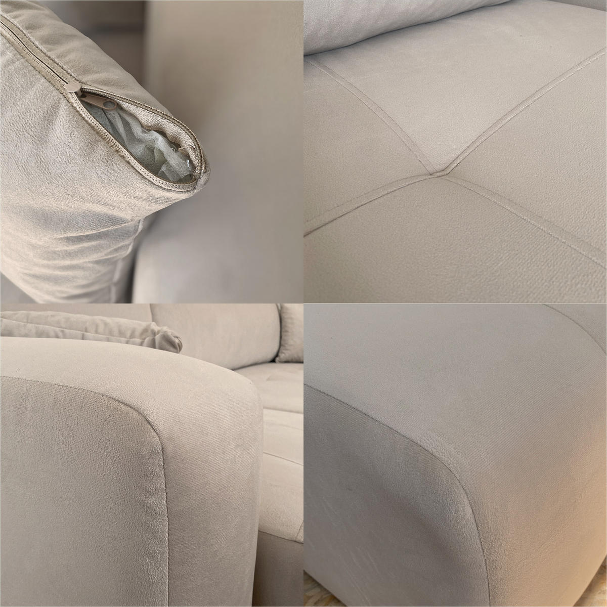 ECKSOFA Beige Velours mit Bettkasten und Schlaffunktion - Beige, Textil (248/145cm) - Idohome