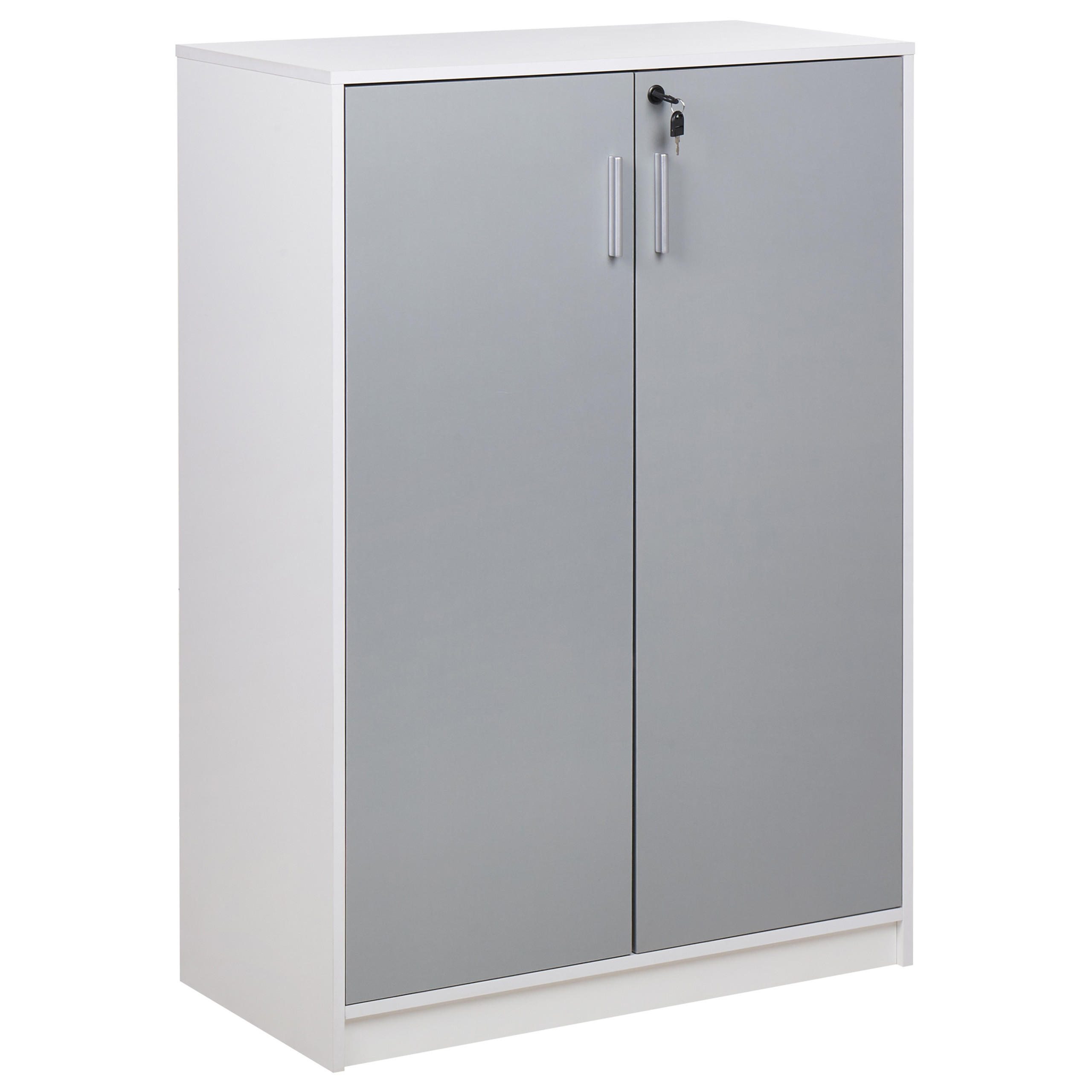 Beliani KANCELÁŘSKÁ SKŘÍŇ světle šedá/bílá 117 cm 2 dveře Zehna