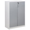 AKTENSCHRANK hellgrau/weiß 117 cm 2 Türen Zehna - Weiß/Grau, Holzwerkstoff (80/117/40cm) - Beliani