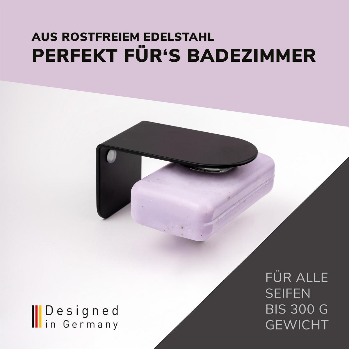 MAGNET-SEIFENHALTER PUREZZA 2er-Set schwarz - Schwarz, Metall (4.5/4.5/8cm) - bremermann