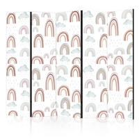 PARAVENT Beidseitig Bedruckter 5-tlg 225x172 cm Regenbogen Wolken - Multicolor, Holz/Textil (225/172/3cm) - Muralo