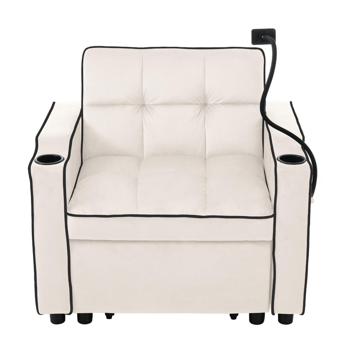ROZKLADACIE kreslo 83/167/76 cm, zamatové, béžové, 3v1 - béžová, plast (83/76/167cm) - BEAOK