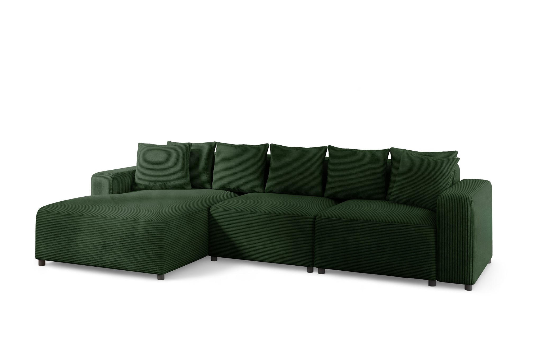 ECKSOFA Megan In Poso - Dunkelgrün, Holzwerkstoff/Textil (331/165cm) - Fun Möbel