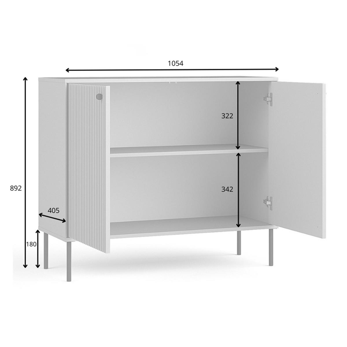 SIDEBOARD Irelis 2T Grau 105,4/89,2/41 cm – mit geriffelten Fronten, mit schwarzen Beinen - Schwarz/Grau, Holzwerkstoff/Metall (105.4/89.2/41cm) - AX Living