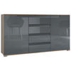 SIDEBOARD Sylt Grau Hochglanz / Anthrazit matt - Grau, Holzwerkstoff (138.5/75.5/35cm) - Vladon