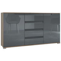 SIDEBOARD Sylt Grau Hochglanz / Anthrazit matt - Grau, Holzwerkstoff (138.5/75.5/35cm) - Vladon