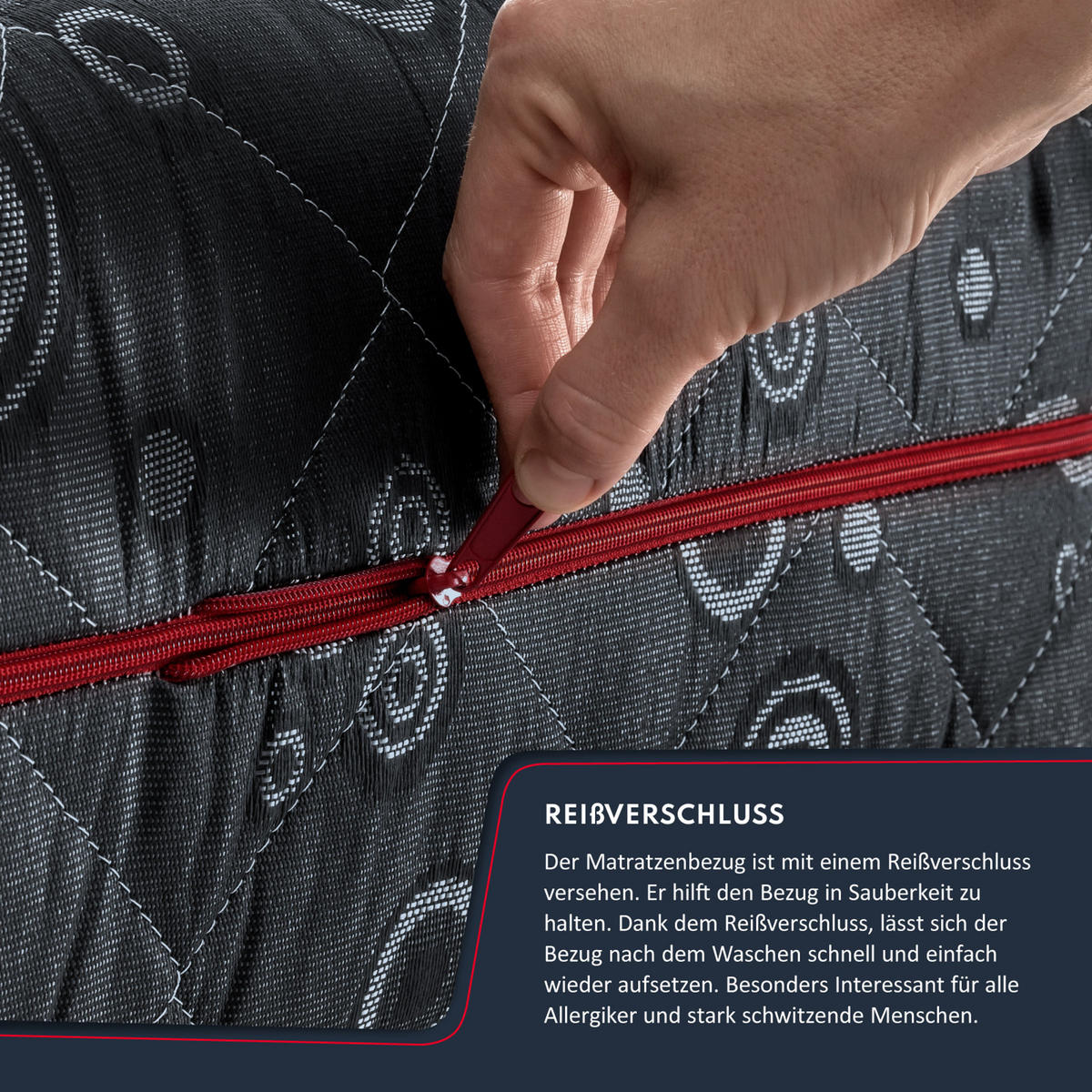 TASCHENFEDERKERNMATRATZE LUNO - Schwarz, Kunststoff/Textil (80/200cm) - FDM