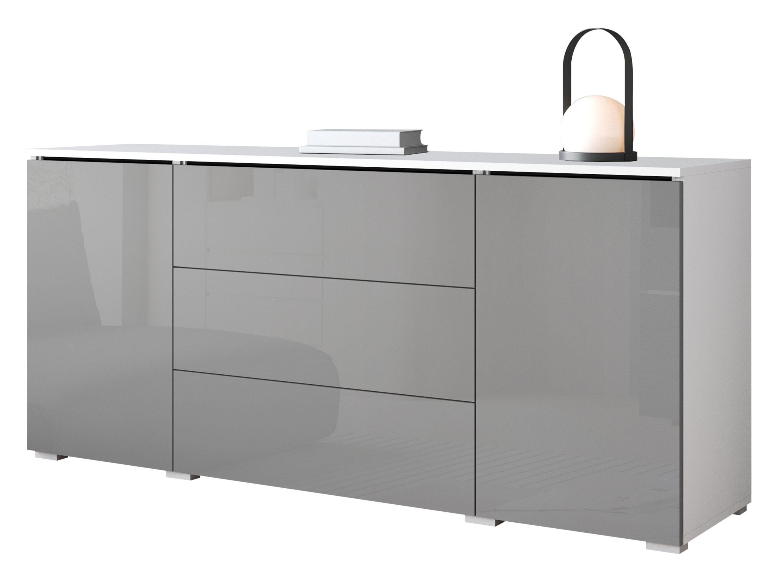 Mirjan24 Sideboard Weiß, Weiß Hochglanz 150x66x40 cm