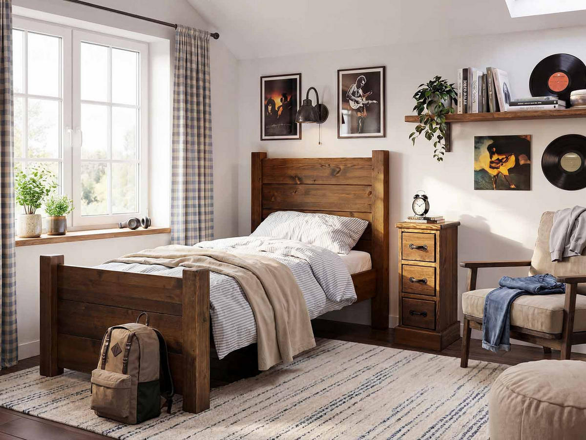 BETT aus Massivholz Rustyk Dobromir 90x200 - Dunkelbraun, Holz (90/200cm) - Seart