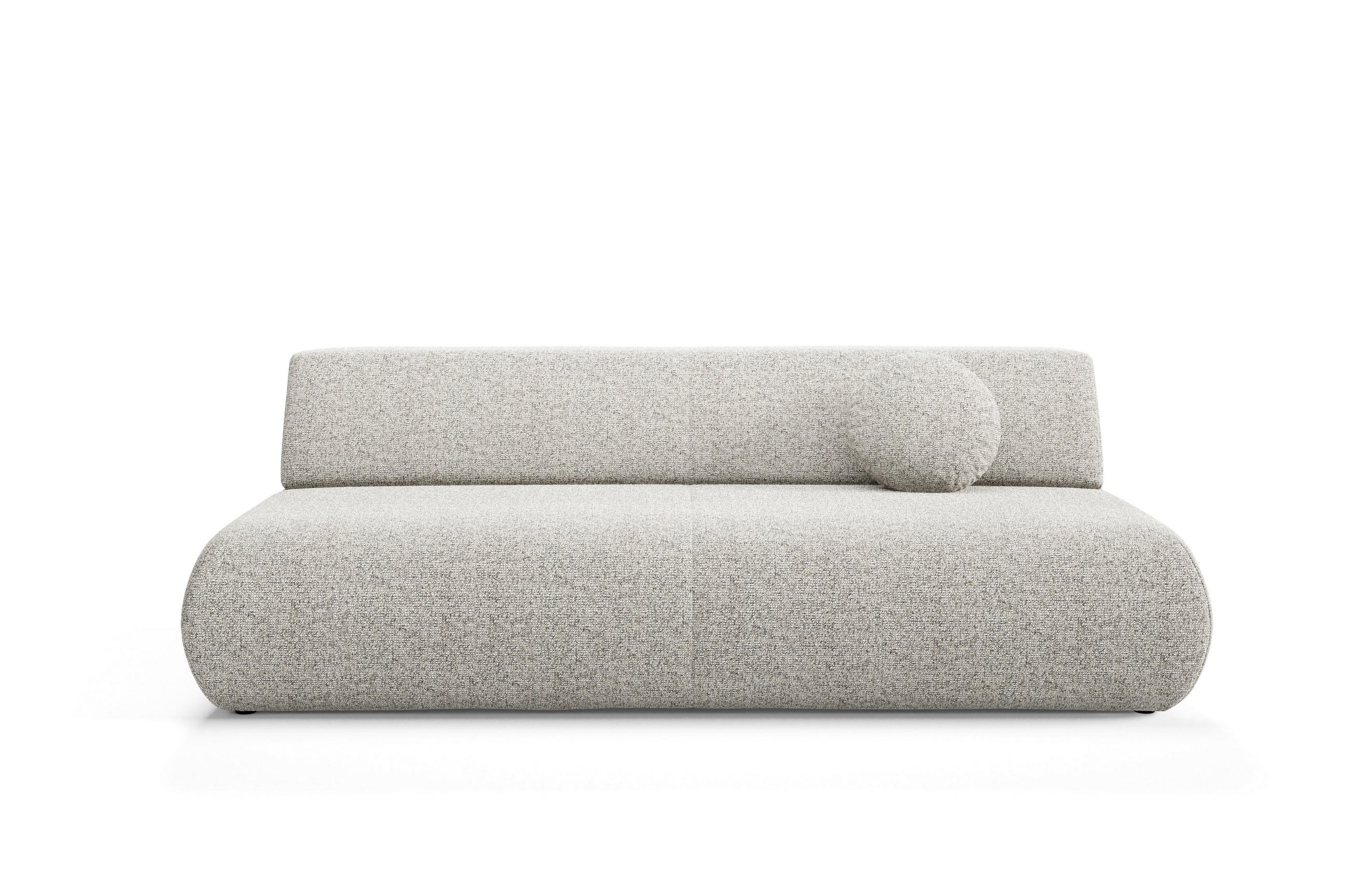 BETTSOFA DELTA Hellgrau Geflochtener Stoff mit Schlaffunktion - Hellgrau, Holz (214/74/100cm) - MASSENO