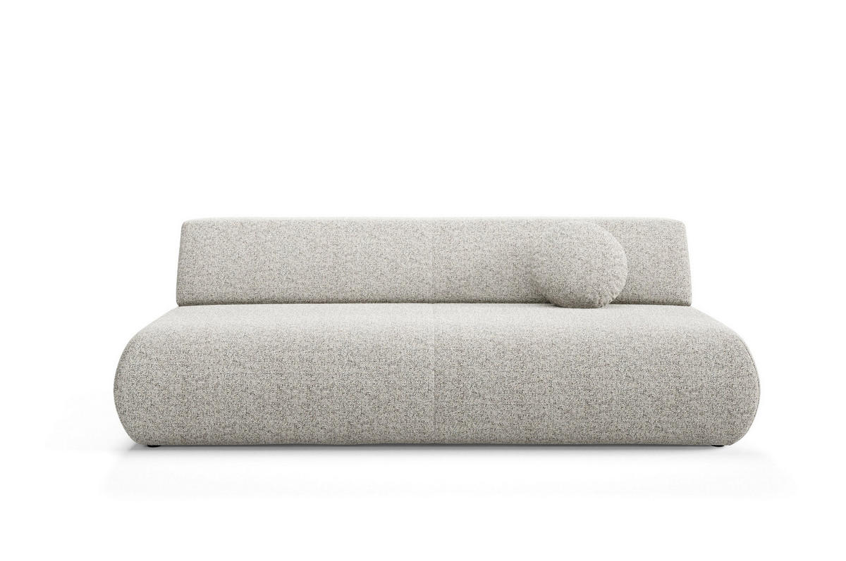 BETTSOFA DELTA Hellgrau Geflochtener Stoff mit Schlaffunktion - Hellgrau, Holz (214/74/100cm) - MASSENO