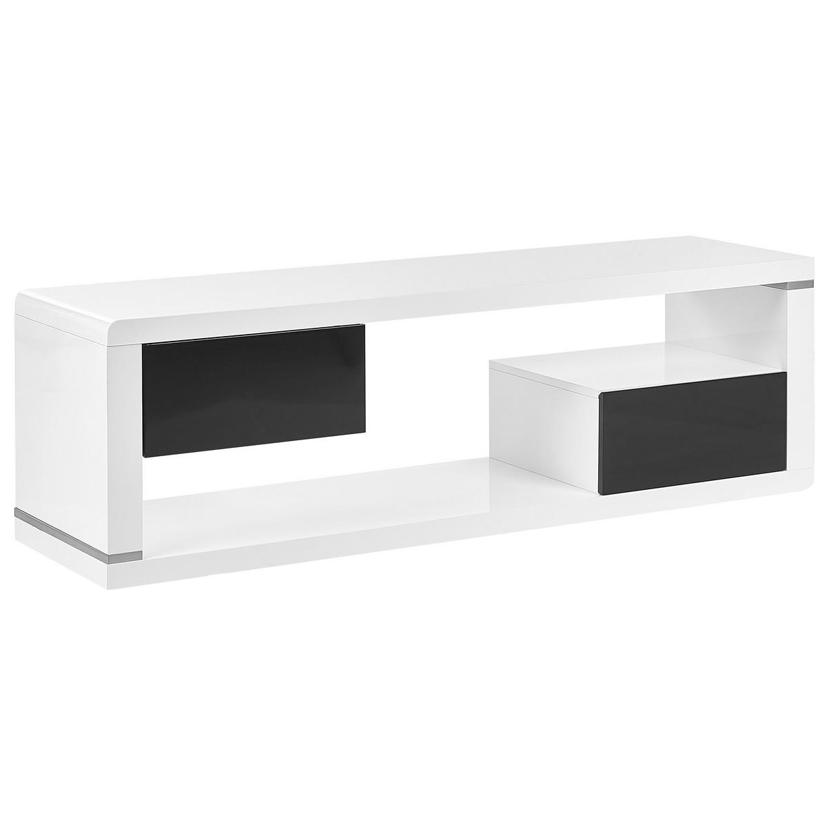 TV-MÖBEL Weiß, Schwarz SPOKAN 39/140/43 cm - Weiß, Holzwerkstoff (140/43/39cm) - Beliani