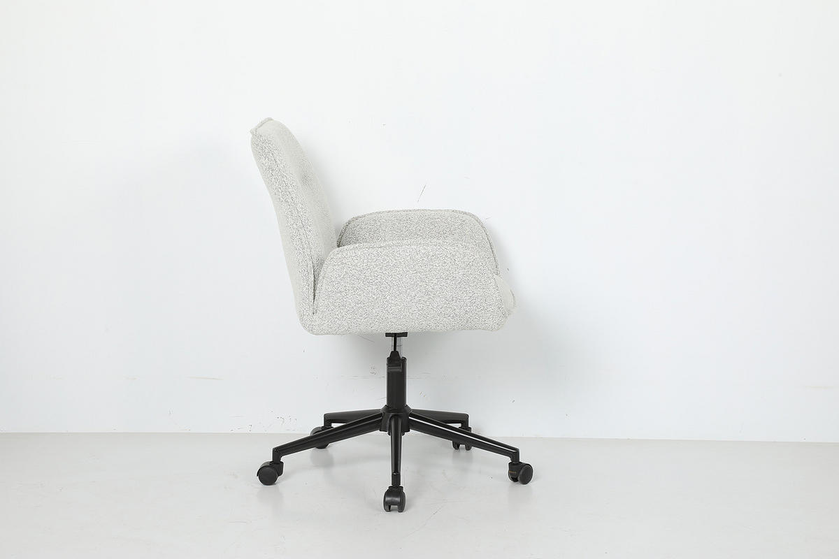 BÜRODREHSTUHL - Bouclé / Eisen - Greige/Schwarz, Textil/Metall (57/81/62cm) - home24