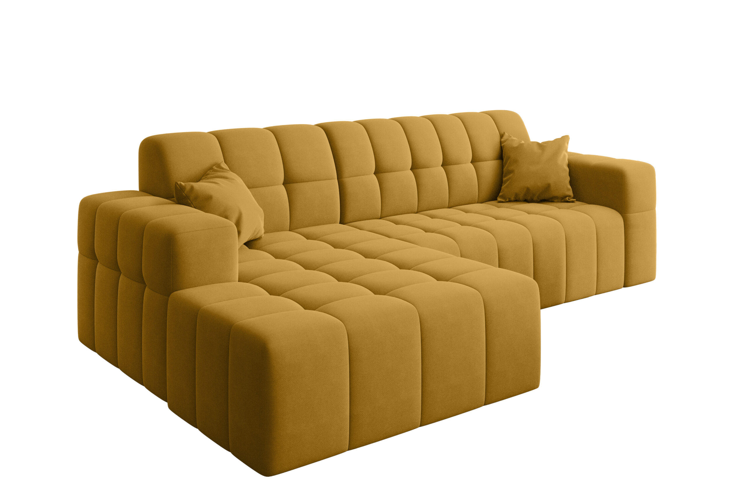 ECKSOFA L-förmiges Nimes Velours Stoff Gelb Links - Gelb, Holz/Kunststoff (168/265cm) - Kaiser Möbel
