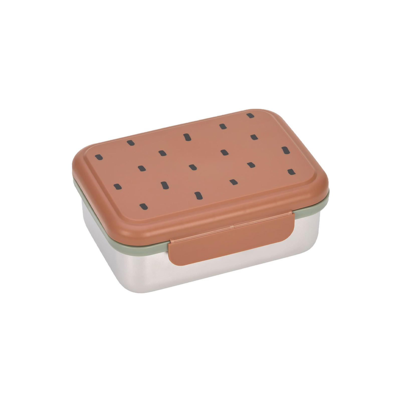 EDELSTAHL LUNCHBOX Happy Prints Karamell 17,3 x 13,3 x 6,9 cm - Braun, Metall (13.3/6.9/17.3cm) - Lässig