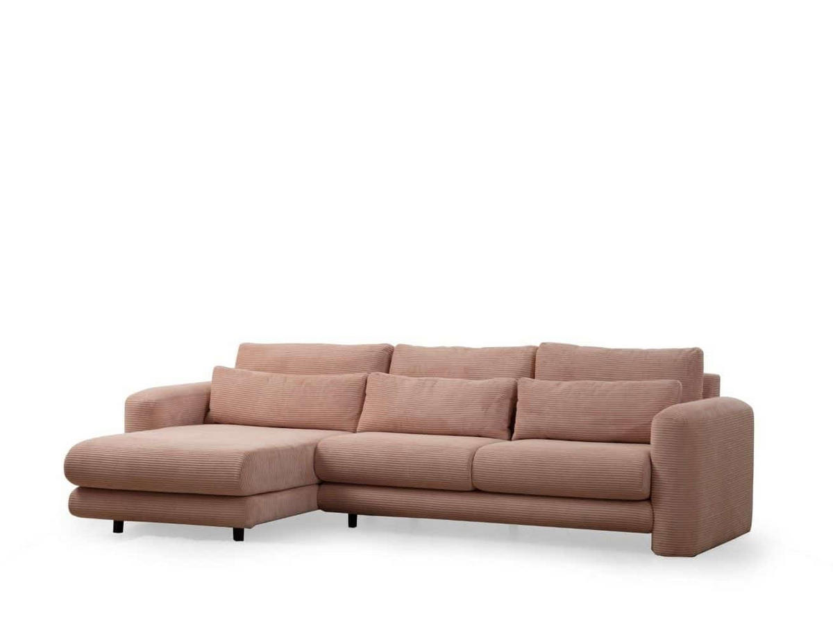 ECKSOFA mit losen Rückenkissen - Schwarz/Altrosa, Holz/Kunststoff (290/165cm) - myHomelando
