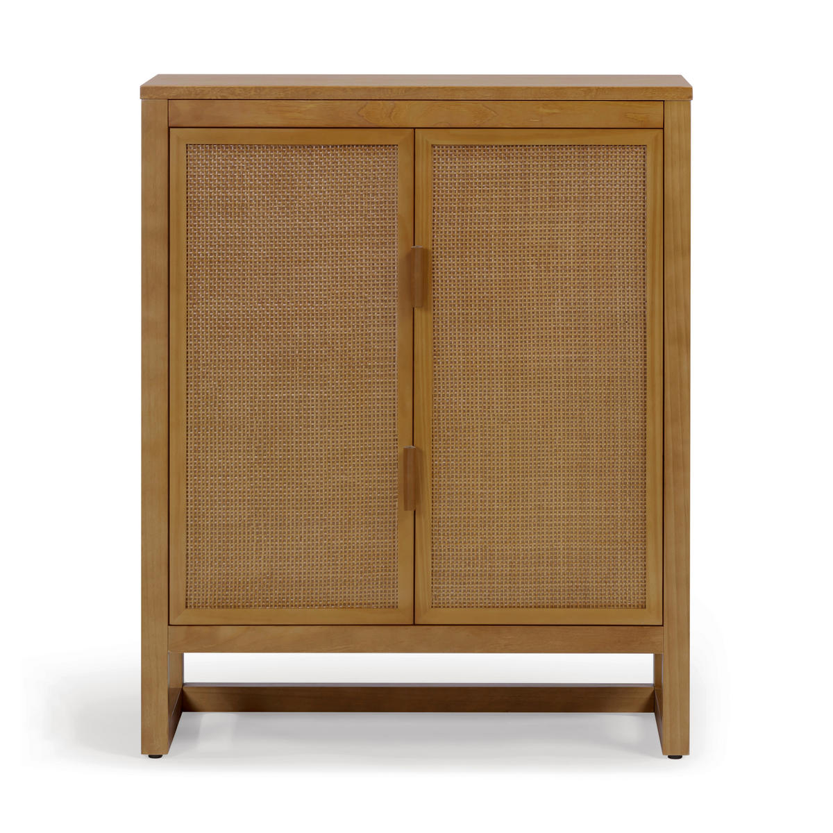 AKZENT-SCHRANK, 2 Rattan Türen, 71cm, Braun - Braun, Holz (71/86/30cm) - Teamson Home