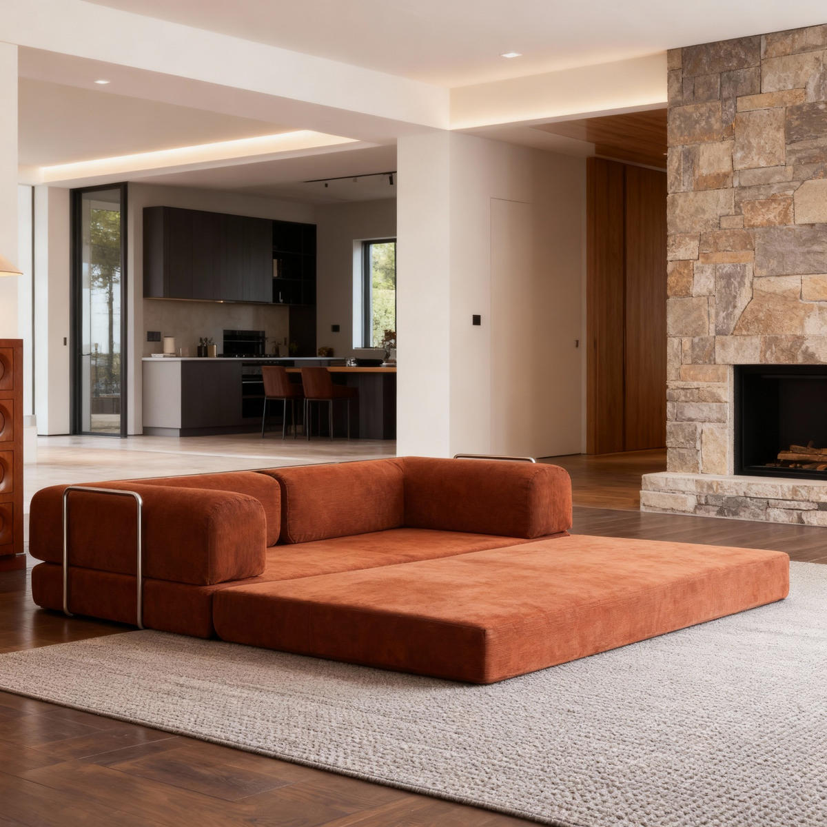 SCHLAFSOFA Kaia Orange Weiß - Orange, Textil (180/70/100cm) - COCO Living